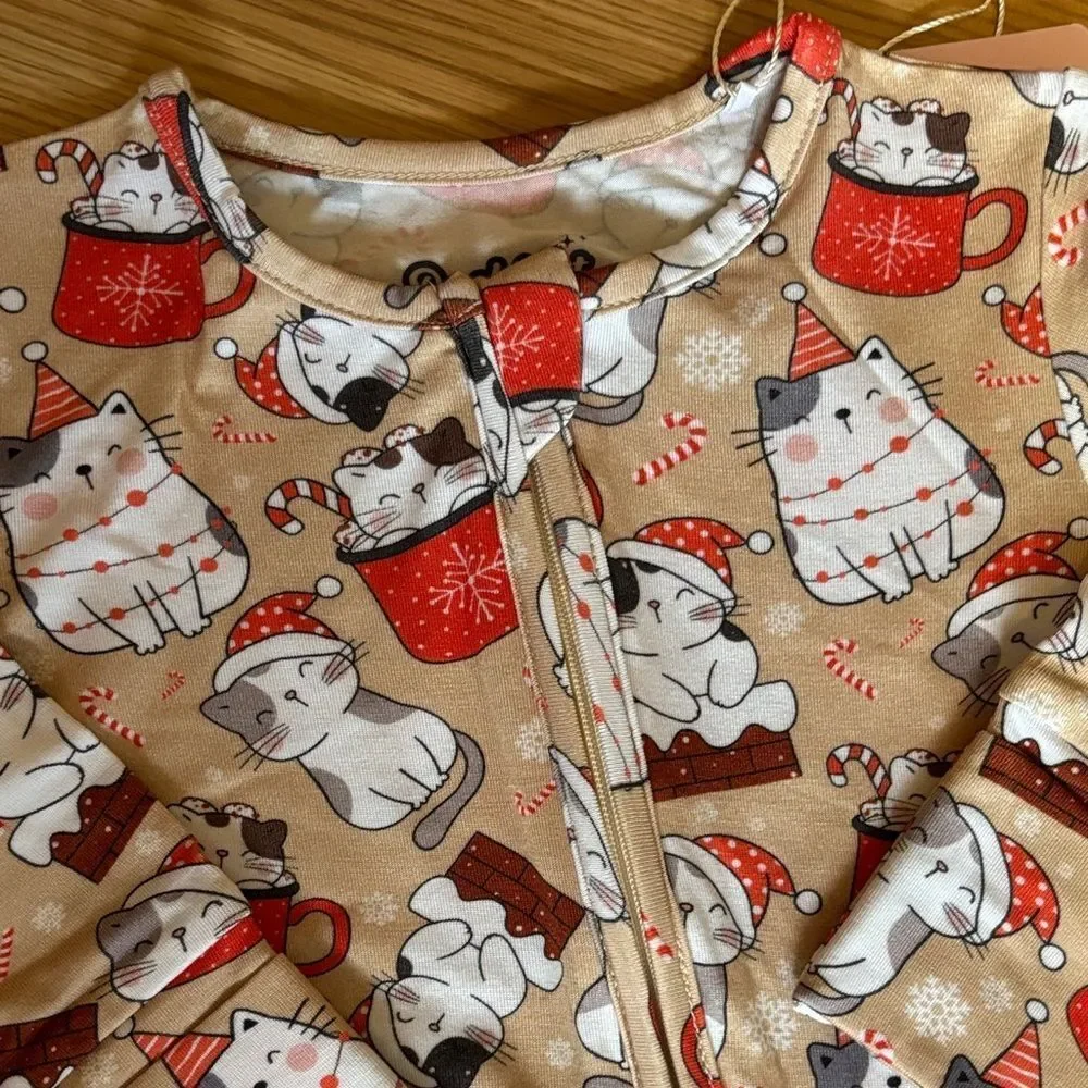 PoshTot Cat in Mugs Bamboo Pajamas